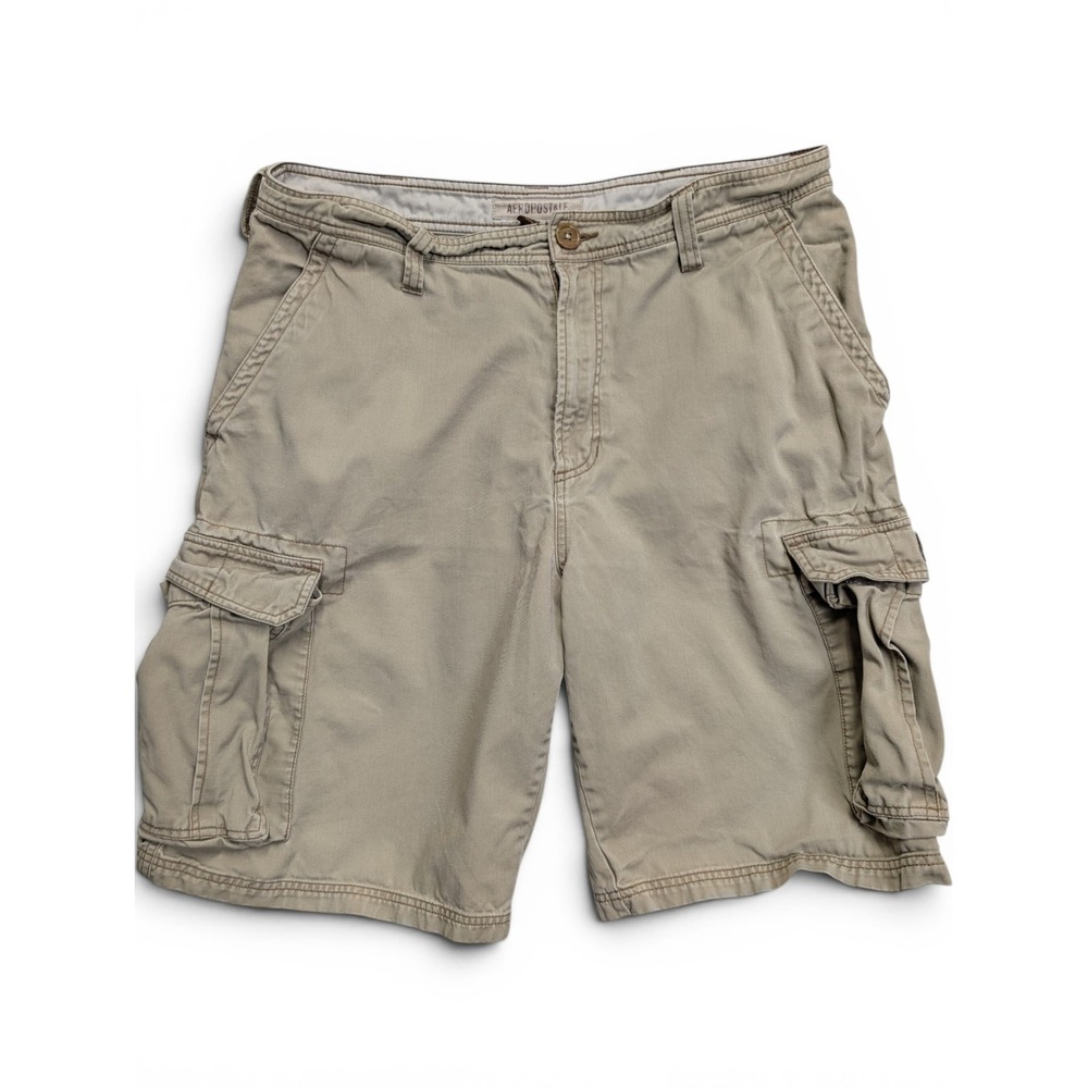 Aeropostale Mens Cargo Shorts Size 34 Cotton Twill Utility Khaki Tan